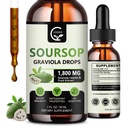 (2 Pakke) Soursop Graviola flytende dropper 1800mg, 98% Absorpsjon Soursop Bitters Flytende for cellestøtte og regenerering, Immune Boost, Relax, Lever og søvn, Herbal Goodness, Glutenfri, 1 Fl Oz