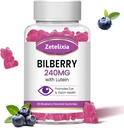 Lutein Gummies Eye Helse Supplement for voksne, Lutein & Zeaxanthin Supplements Øyevitaminer Gummies, Bilbær med Lutein for å fremme øye og visjon - 60 Gummies