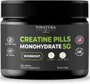VINATURA Kreatin Monohydrat piller 5g - kreatintabletter, kreatin piller for menn, kvinner, kreatin en capsulas * USA laget og testet * Unflavored, kreatinmonohydrat pulver alt, 150 tabletter 30 serveringer