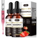 Vitamin B12 flytende dråper sublingual 10000 mhg, Triple B-12 Complex Supplement, Metyl & Methylcobalamin blanding for kvinner og menn, Mood & Energy Booster, Metabolisme og helse støtte, 2 pakke
