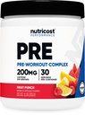 Nutricost Pre Workout Complex Powder (30 serveringer, fruktpunch) - med Beta-Alanine, Taurin & Aminosyrer