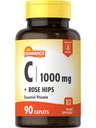Sundance Vitamin C 1000mg med rose HIPS ® 90 vegetariske kapeller essensiell vitamin ® Vegetarisk, ikke-GMO, og Glutenfri Supplement