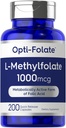 Carlyle L Metylfolat 1000mcg | 200 kapsler | Verdistørrelse | Optimert og aktivert | Ikke-GMO, Glutenfri | Metyl Folat, 5-MTHF | ved Opti-Folat