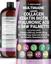Ren Nutraceuticals flytende kollagen 4000mg Biotin 10000mcg Keratin 100mg så Palmetto Hyaluronsyre 100mg - Hårhud & negler vitaminer & DHT Blocker med vitamin D3 MSM 50mg laget i USA - 16 fl. Oz