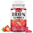 Iron Gummies Supplement for kvinner og menn, Barn Jern Kosttilskudd for anemi med vitamin C, B12, Folat - Blodbuilder og energi støtte for jernmangel - Sugar Free Strawberry Flavor, 60 Gummies