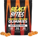 BEAST BITES - Kreatinin-infisert gummi - 5g Creapure Kreatin-monohydrat Per Serving - NSF-sertifisert for Sport - 30 Serveringer