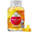 Barn Omega og DHA Gummies - Fatty Acids Omega 3 6 9 med vitamin C for visjon - ernæringsmessig DHA for barn for sunne nervesystem og fokus støtte - fisk gratis - 60 greve