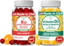 Lunakai vitamin B12 og vitamin D3 Gummies Bundle - 3000 mcg B12 og 25 mcg 1000 UI VIT D3 - Glutenfri, Ingen Corn Syrup, Organisk, Ikke-GMO, Plant Basert Gelatin Gratis