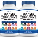 Sjø Moss Svart Seed Olje Ashwagandha Turmeric Bladderwrack Burdock - med Manuka, Honning Dandelion, ACV Svart Pepper Glutenfri - 2-Pack