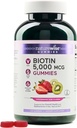 NatureWise Biotin Gummies - støtter sunnt hår, hud og sterke negler - Vitamin B7 5000mcg - Naturlig skjønnhet - Jordbær-Kiwi Flavor - Vegansk, ikke-GMO, Glutenfri - 180 Teller[90 Day Supply]