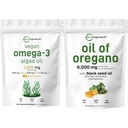 Mikroingredienser Olje av Oregano Softgels 300 greve & Vegansk Omega 3 Algae Olje Supplement Bundle 2 Pack | Carvacrol & Thymoquinon | Full Spectrum Omega-3 Alternativ