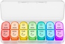 Weekly Pill Organizer 2 ganger om dagen - PM Pill Organizer med 7 daglige fargekodede små tilfeller, morgen og natt reise piller tilfeller for vitaminer, medisin, og kosttilskudd