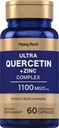 Piping Rock Quercetin Zink Complex | 1100 mg | 60 kapsler | Ikke-GMO, Glutenfri Supplement
