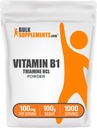 BulkSupplements Thiamine HCl pulver - Thiamine Hydrochloride, B1 vitaminer, Thiamine B1 Supplement, Thiamin 100 mg - Glutenfri, 100mg per servering, 100g (3,5 oz) (Pack of 1)