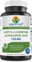 Brieofood Acetyl L-karnitin Alpha Lipoic Acid (ALA ALC) 750 mg 120 kapsler