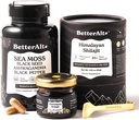Bedre Alt Shilajit Resin 30 gm & sjø Moss Kapsler Energi Duo® Pure Himalayan Shilajit Gold Grade for menn og kvinner med høy styrke og irsk hav Moss med svart frøolje