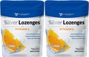 Sølv Lozenger med vitamin C - Premium Nano Silver 60 PPM Colloidal sølv, økologisk honning og vitamin C Mineral Supplement dråper for å støtte immunsystem, Soothe Cough & Throat - Pakke med 2