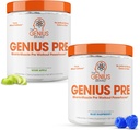 Genius Pre-Workout Supplement Bundle - Blå Raspberry & Sour Apple - Kaffe-Free / Stimulant-fri