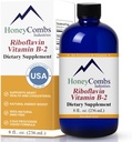 HoneyCombs vitamin B2 Riboflavin Supplement flytende dråper - høy potens Vitamin B2 for menn og kvinner - opprettholde sunn dialyse, nervesystem, hår, hud, negler - Vegan flytende vitaminer (8 fl oz)