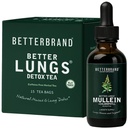 Betterbrand BetterLungs Helsepakke - Bedre Lungs Detox Te & Mullein Leaf Tinktur Drops ® (2) Daglig andningsvelvære