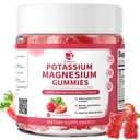 Magnesium Kalium Supplement Gummier - Ny formel Calm Magnesium Glycinat Gummier & Kalium Citrat 200 mg Plus Omega 3, B6, D3, K2 & Kalsium for Zzz, Leg Cramps & Muscle - 120 Antall