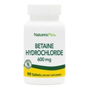 NaturesPlus Betaine HCl (Hydrochloride) - 600 mg, 90 tabletter - Digestiv støtte Supplement, lindrer symptomer på av og til Heartburn & Indigestion - Hypoallergenic, Glutenfri - 90 Services