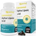 Liposomal Alpha Lipoic Acid 1400 mg Softgels, ALA Supplement med L-karnitin 1000mg, Ubiquinol (Active CoQ10) 100mg og vitamin E 10mg, Alpha-Lipoic Acid for antioksidanter, Nerve,Energy 60 Softgels