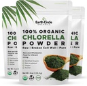 Jordsirkel Organic Chlorella pulver Superfood | Kosher | Broken Cell Wall Klorofyll, Vegan, Super Grønn Algae, Clean Chlorella, Høy i Protein, Fiber & Aminosyrer - 4oz (3 Pack)