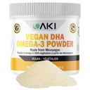 AKI Omega 3 DHA mikroalgae pulver kosttilskudd - Plantebasert keto vitamin - Alternativ til fisk eller krillolje - Vegan & ikke-GMO (4.58oz/130g)