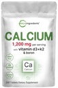 Mikroingredienser Kalsium 1200mg med vitamin D3 & K2, 300 tabletter | Kalsiumtilskudd for kvinner og menn | Mineral kompleks støtte ben, tenner, kolon og kardiovaskulær helse | Ikke-GMO, Glutenfri
