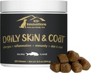 K9-Innovasjoner - Daglig hud og coat hund Chews Salmon Flavor - Redusere kløe og paw Chewing, Omega 3 & VIT C for hud helse - 1-4 måneders forsyning (120qty)