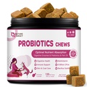 NATURE TARGET Probiotika for hunder og digestive enzymer for digestiv helse - Plus Fish Oil & vitaminer Supplement for allergier og immune og kløende hud, 120 kylling flavor probiotiske myk Chews