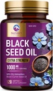 Svart Seed Oil 1000mg - Premium Extra Styrke Nigela Sativa Black Seed Oil - Svart Seed Oil Hud, Digestiv Helse & Immune Support - Ikke-GMO Antioksidant, Glutenfri Supplement - 120 Softgels