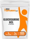 BulkSupplements.com Glukosamin HCl pulver - Glukosamin Supplement, Felles Support Supplement - Glutenfri, 1g per servering, 5kg (Pack of 5) (11 lbs)