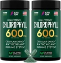 Alpha Flow [2 Pack] Klorofyll Kapsler 600 mg - Klorofyll Supplement for energi og hud - Intern deodorant for kvinner og menn - Alternativ til flytende dråper - 240 Vegan piller
