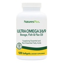 Natures Plus Ultra Omega 3 6 9-1200 mg, 120 Softgels - Boreolje, Fiskeolje, Flax oljetilskudd - Glutenfri - 120 Serveringer