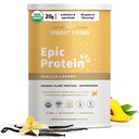 Sprout Living Epic Protein, Plant Basert Protein & Superfoods Powder, Vanilla Lucuma pulver | 20 Grams Organic Protein pulver, Vegansk, Ikke-GMO, Glutenfri, Lav Sukker (2 pund, 24 Services)