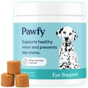 Pawfy Eye Support Myk Chews | Forhindre tear Stains | Støtte Eyesight | Overordnet øyehelse | med Luthein, Krill Olje & Astaxanthin