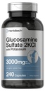Horbäach Glukosaminsulfat 2KCI med Kalium 3000mg | 240 kapsler | Ikke-GMO og Glutenfri Supplement