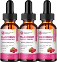 (3 pakke) Magnesium flytende dråper - 8 i 1 Magnesium Complex Supplement med magnesiumglykinat, Citrat, Malat, Taurat, for hjerne, natt, muskel, bein, krummer, bringebær flavor