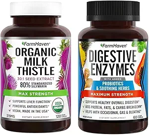 FarmHaven Digestive Enzymer med 18 Probiotika og urter Melk Thistle kapsler