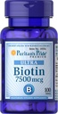 Puritans stolthet Biotin 7500 mhg, sunn hår støtte, 100 telle, 100 telle (pakke med 1)