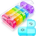 AUVON XL ukentlig Pill Organizer 2 ganger om dagen med stor åpning for enkel fylling, AM Pill Box 7 dag i Rainbow farger, Portable reisepille tilfelle for medisinering, vitaminer, fiskeoljer, kosttilskudd