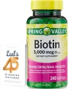 Spring Valley Biotin 5000 mcg 240 tall, kosttilskudd for hårhud negler, hår vitaminer for hår tap for kvinner Bundle med Lual 45 Diabetes dekodet