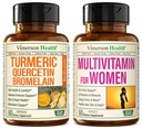 Quercetin med Bromelain & Turmeric Curcumin & komplette multivitamin for kvinner