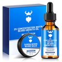 Beard Growth Oil & Beard Balm - Beard Growth Kit med 2X-konsentrasjon Biotin for menn, naturlige ingredienser med Argan olje, Jojoba olje og vitamin (Sandalwood)