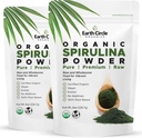 Jordsirkel Organics Spirulina pulver, Kosher, rå og ikke-irradert | ren vegansk protein | Premium energi supermat, høy i Aminosyrer og antioksidanter - (8oz - 2Pack)