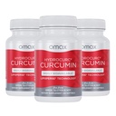 Omax3 HydroCurc Turmeric Curcumin Softgels, meget biotilgjengelige MCT oljenanopartikkel for potens og absorpsjon, felles helse, 180 Softgels (3 pakke)