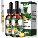 (2 Pack) Magnesium Glycinat Supplement, Flytende Magnesium Glycinat Flytende Drops 500 mg-støtte Stress Relief, Avslapning, Mood, Søvn, Bein & Muscle-4 Fl Oz, Vegan, Pineapple Flavor
