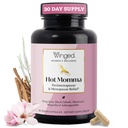 Winged wellness Hot Momma Menopause kosttilskudd for kvinner - Hormon-fri Menopause Relief støtte for varme blits og natt sviter med Chaste Tree Berry, multivitaminer og mer - 60 Vegansk kapsler